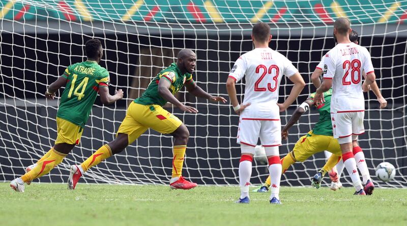 Mali's Ibrahima Kone celebrates scoring. Reuters