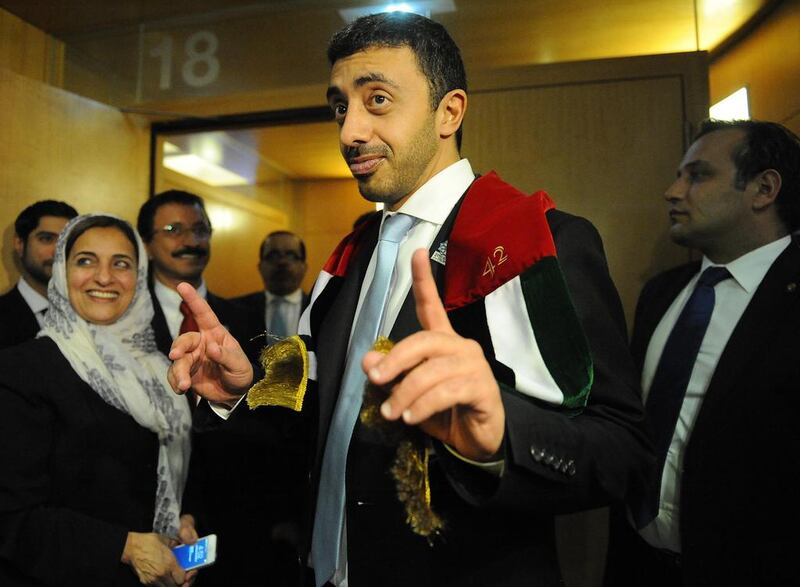 Sheikh Abdullah bin Zayed reacts to Dubai's win in Paris. Antoine Antoniol / Getty Images