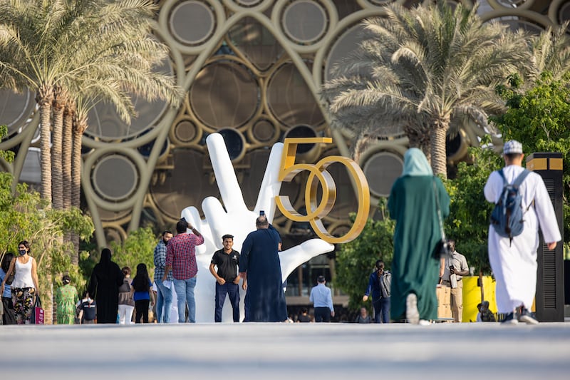 An installation in celebration of the UAE's 50th National Day is located on Al Wasl Avenue.