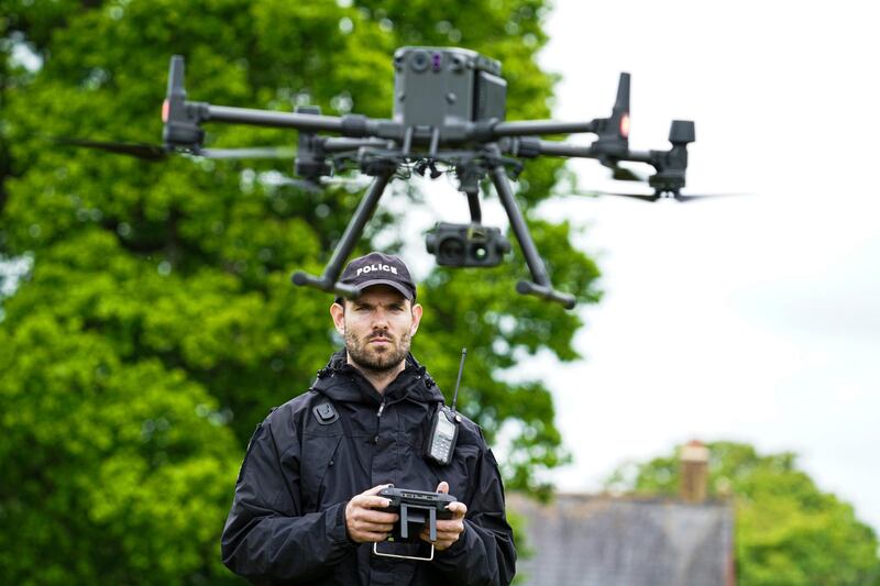 A police drone operator during a demonstration organised by Devon And Cornwall Police to illustrate the skills they may have to draw upon on order to police the forthcoming G7 Summit. Getty Images