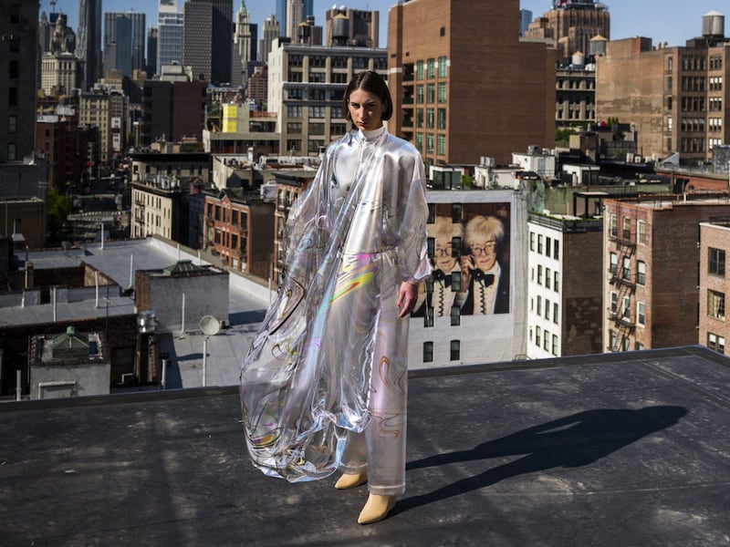 The Iridescence Dress, an NFT digital fashion design produced by The Fabricant in 2019, sold for $9,500. Photo: The Fabricant