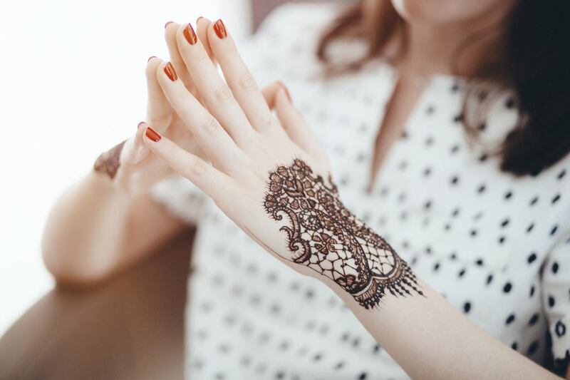 A piece by the henna artist Sara Vazir at the Snob salon and boutique in Dubai. This year, Vazir has taken her expertise to events in Hong Kong and Los Angeles. Rebecca Rees for The National