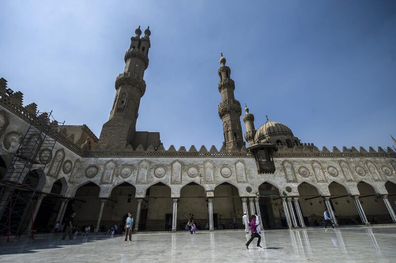 An Egyptian boy plays at al-Azhar mosque following the Friday weekly prayer in the capital Cairo's Islamic quarter, on October 2, 2015. AFP PHOTO / KHALED DESOUKI (Photo by KHALED DESOUKI / AFP)