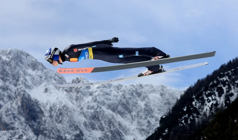Germany's Andreas Wellinger in action during the Ski Jumping World Cup in Slovenia. Reuters