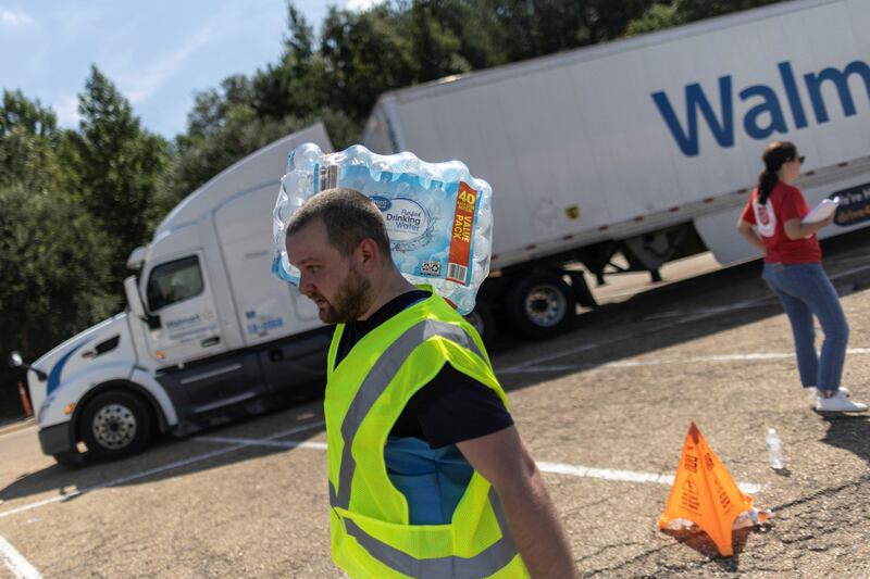 A water distribution site in Jackson. Reuters