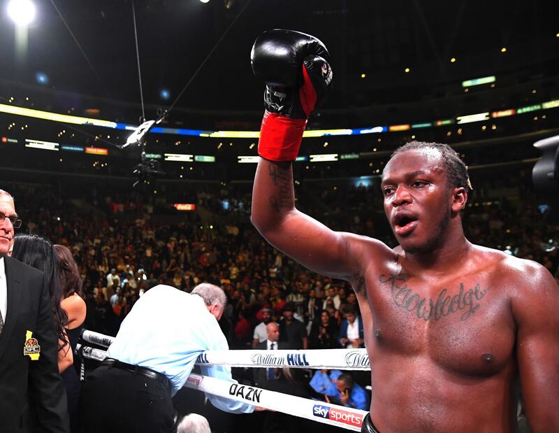 KSI reacts after being announced the winner. Getty