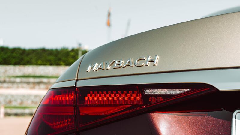 The classic Maybach logo above the rear headlight.
