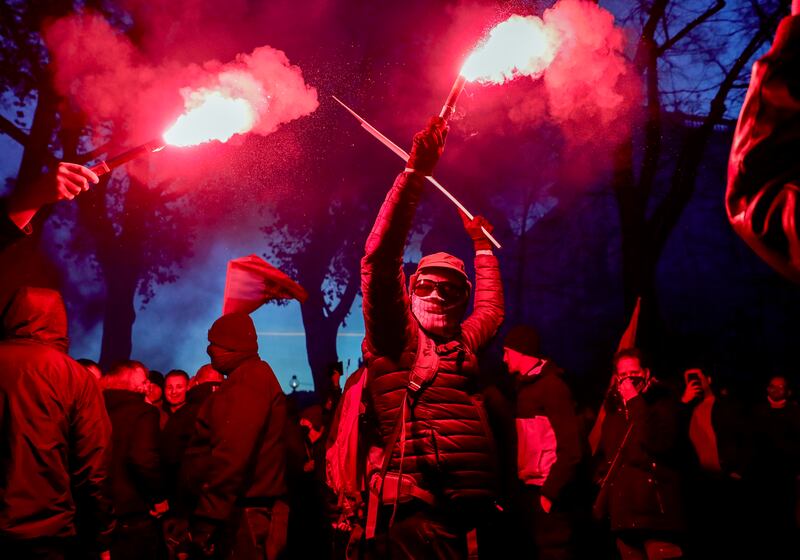 Protesters in Vienna vent their anger against the coronavirus restrictions introduced by the Austrian government. AP Photo