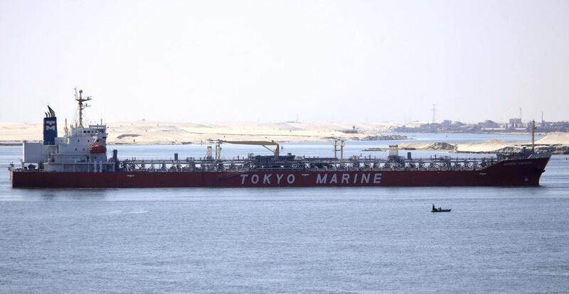 A Tokyo Marine tanker crosses the Suez Canal near port city of Ismailia. The waterway, the fastest shipping route between Europe and Asia, is one of Egypt's main sources of foreign currency. Amr Abdallah Dalsh / Reuters