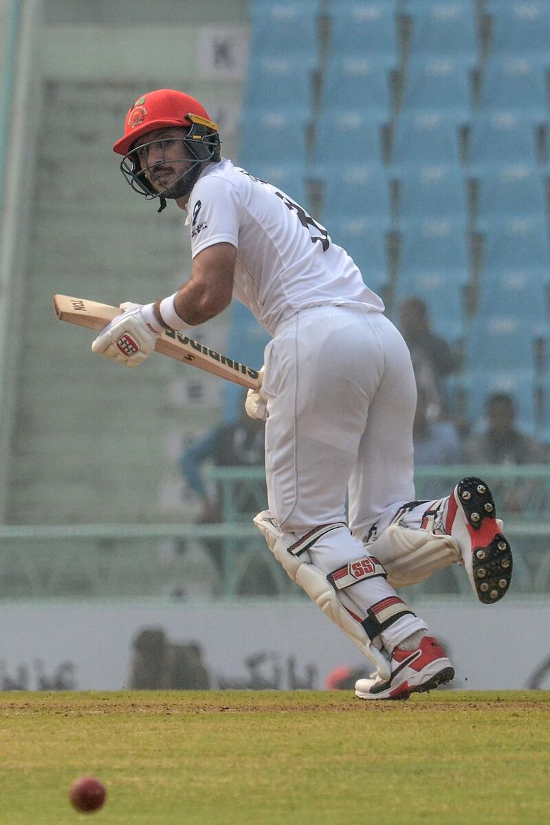 Afghanistan's Rahmat Shah was one of the seven batsmen to fall to Rahkeem Cornwall's off-spin in Lucknow. AFP
