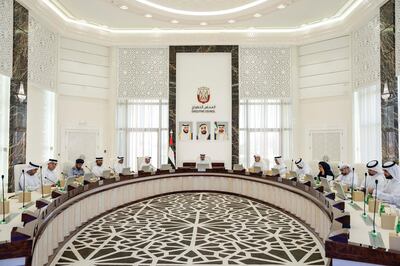 The Abu Dhabi Executive Council meeting at the Abu Dhabi Crown Prince Court. Photo: Wam