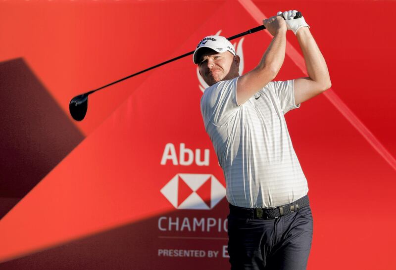 Abu Dhabi, United Arab Emirates, January 16, 2020.  2020 Abu Dhabi HSBC Championship.
--  James Morrison tees off from the 1st tee.
Victor Besa / The National
Section:  SP
Reporter:  Paul Radley and John McAuley