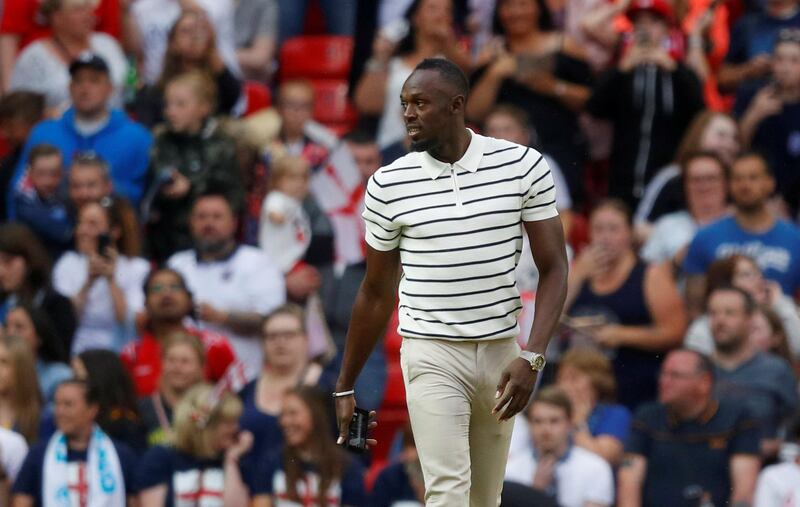 FILE PHOTO: Soccer Football - Soccer Aid 2018 - England v Soccer Aid World XI - Old Trafford, Manchester, Britain - June 10, 2018   Usain Bolt before the match   REUTERS/Phil Noble/File Photo