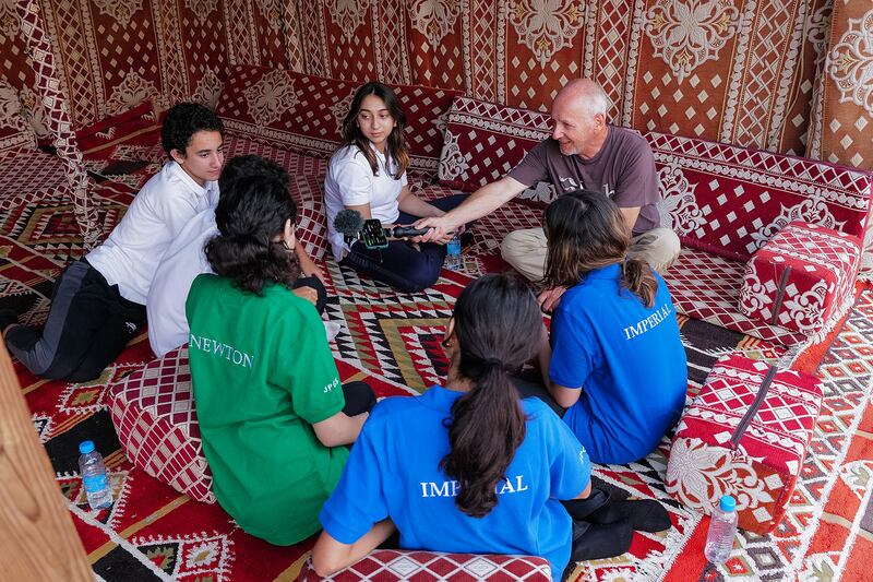 The Heart of Arabia expedition also worked with local schools, including the Jeddah Prep and Grammar School, whose pupils are pictured here