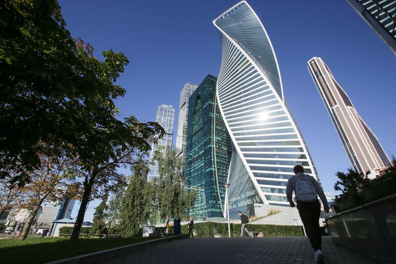 The Evolution Tower. The Moscow City business district in Moscow, Russia, August 16, 2016.