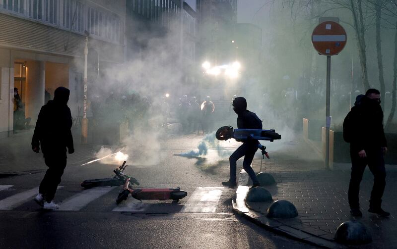 A demonstration against Covid-19 measures turns violent in the Belgian capital of Brussels. AP Photo