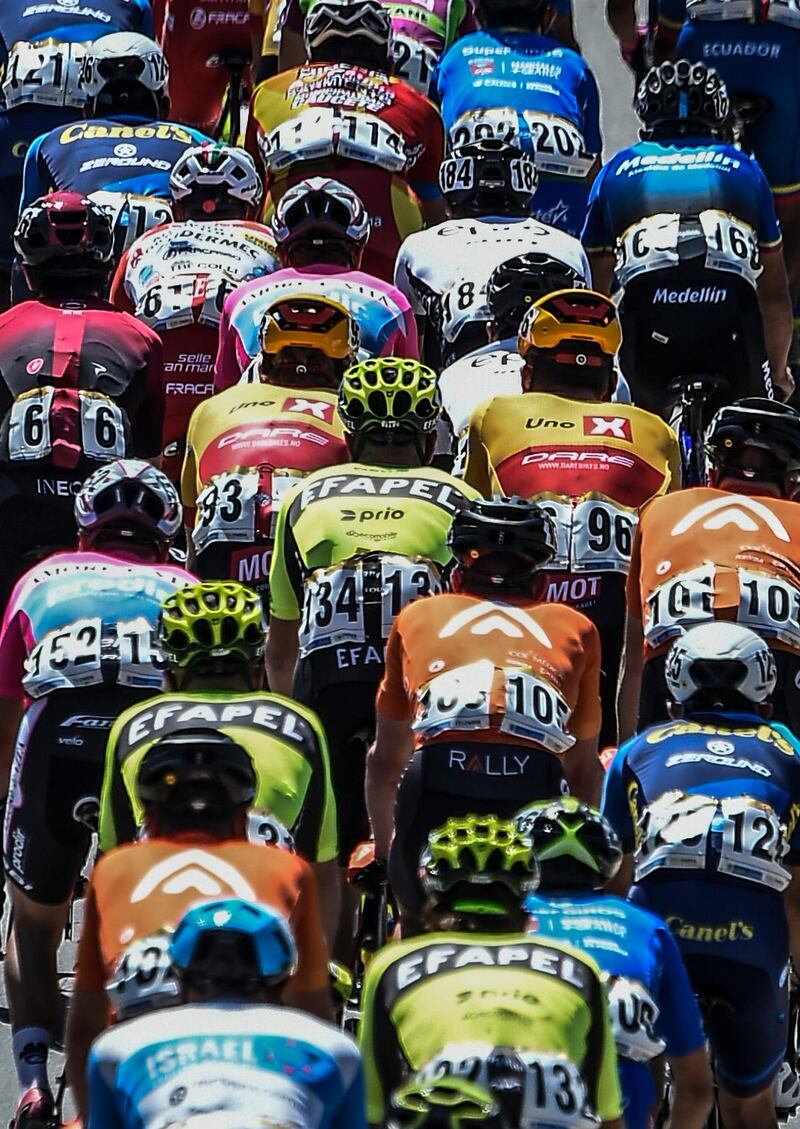 Riders during Stage 2 of the Tour Colombia on Wednesday, February 12. AFP