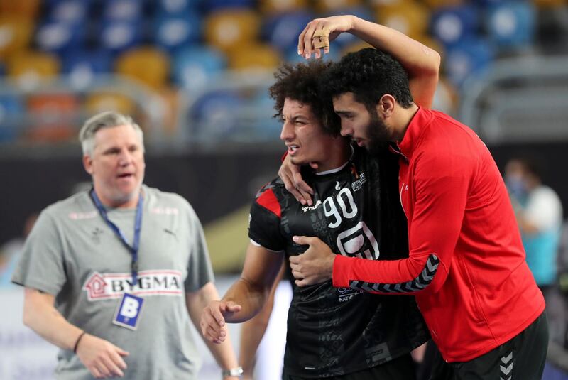 Ali Zein after the quarter-final defeat to Denmark. EPA