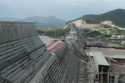 FILE PHOTO: Ethiopia's Grand Renaissance Dam is seen as it undergoes construction work on the river Nile in Guba Woreda, Benishangul Gumuz Region, Ethiopia September 26, 2019. Picture taken September 26, 2019. REUTERS/Tiksa Negeri/File Photo