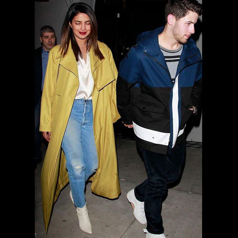 Priyanka Chopra wearing Dubai-based brand, Bouguessa, for a date night with husband, Nick Jonas. Instagram / Bouguessa