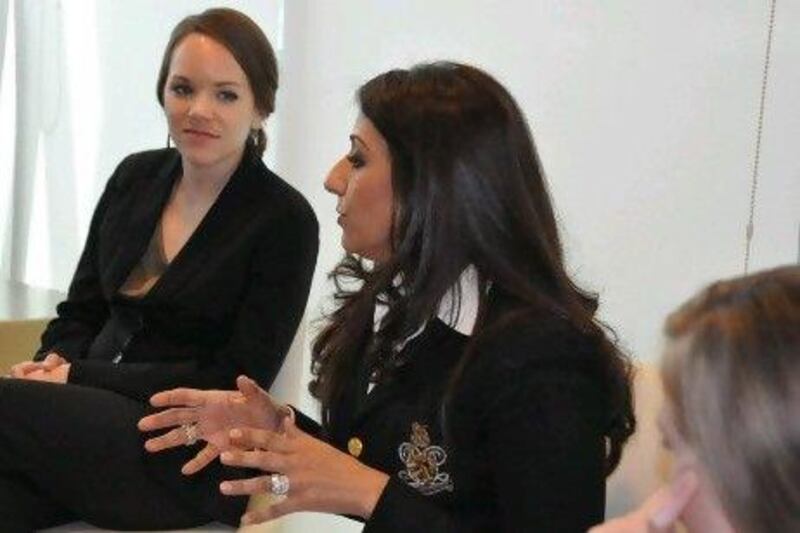 Elizabeth Dickinson, left, and Hala Kazim at the panel discussion.