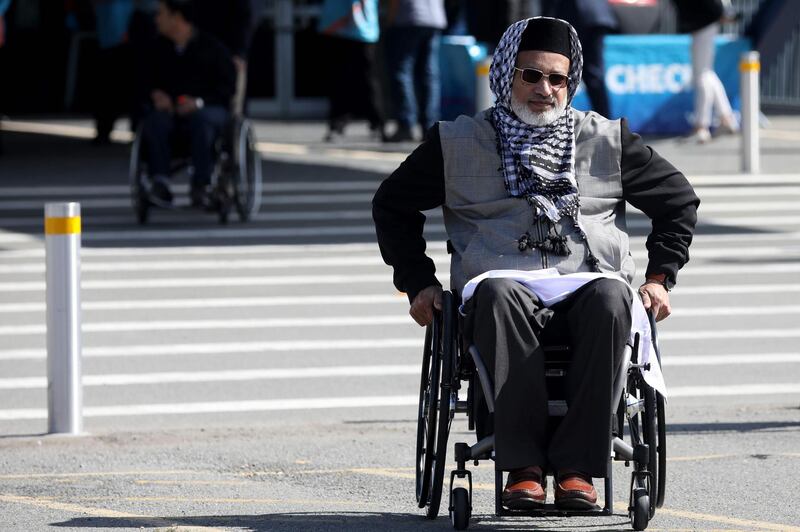 Farid Ahmed, a survivor of the shooting, leaves after attending prayers at Horncastle Arena on March 13, 2020. His wife was killed in the attack but he has publicly forgiven the shooter. AFP