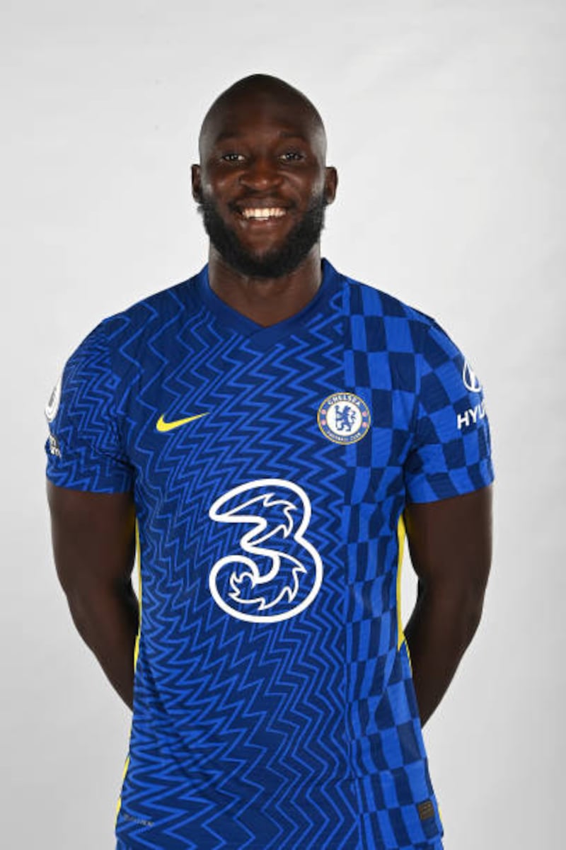 Romelu Lukaku during his unveiling as a Chelsea player.