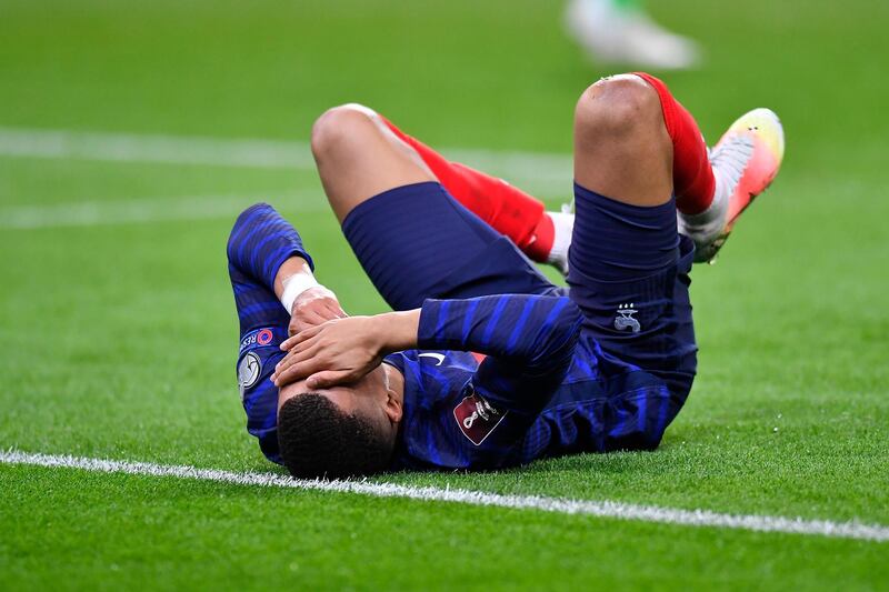 Kylian Mbappe during the match in Paris. Getty