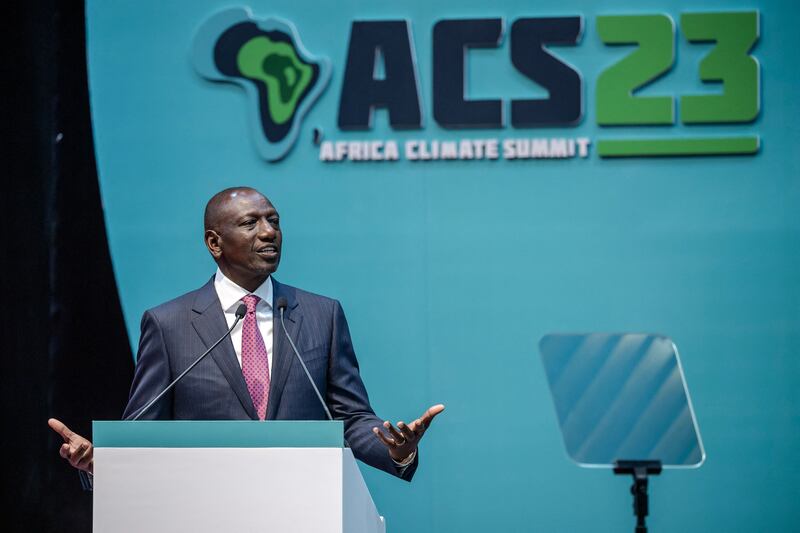 Kenya's President William Ruto at the opening of the Africa Climate Summit 2023 in Nairobi. AFP