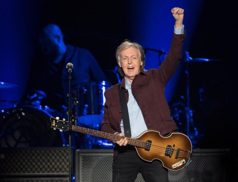 FILE - Paul McCartney performs in Quebec City on Sept. 17, 2018. McCartney's memoir, â€œThe Lyrics: 1956 to the Present," will be released Nov. 2.  The 78-year-old McCartney will trace his life through 154 songs, from his teens and early partnership with fellow Beatle John Lennon to his solo work over the past half century. (Jacques Boissinot/The Canadian Press via AP, File)