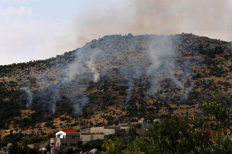 Smoke billows above the edges of southern Lebanon's Kfarchouba village after reported Israeli bombardment of Shebaa Farms. AFP