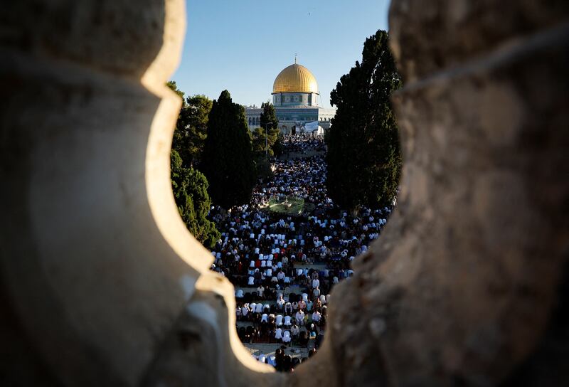 Palestinians at prayer in Jerusalem's Old City as Eid Al Adha begins. Reuters
