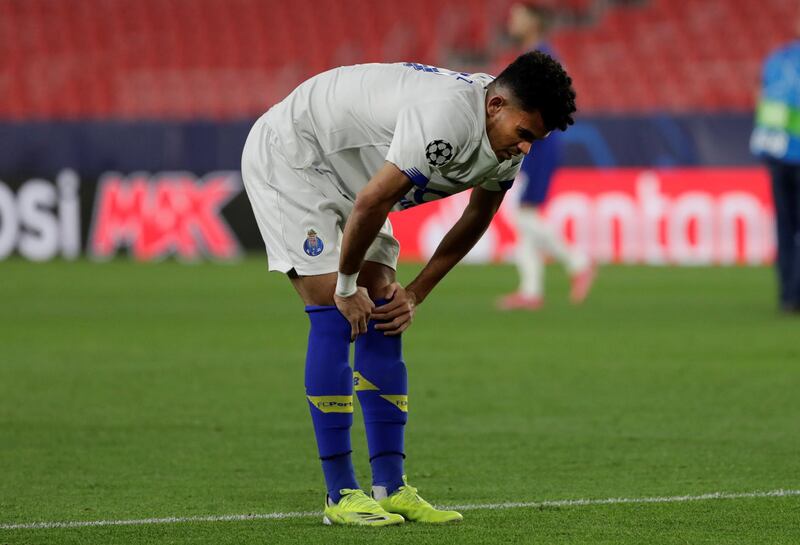 Porto's Luis Diaz reacts at the end of the match. EPA