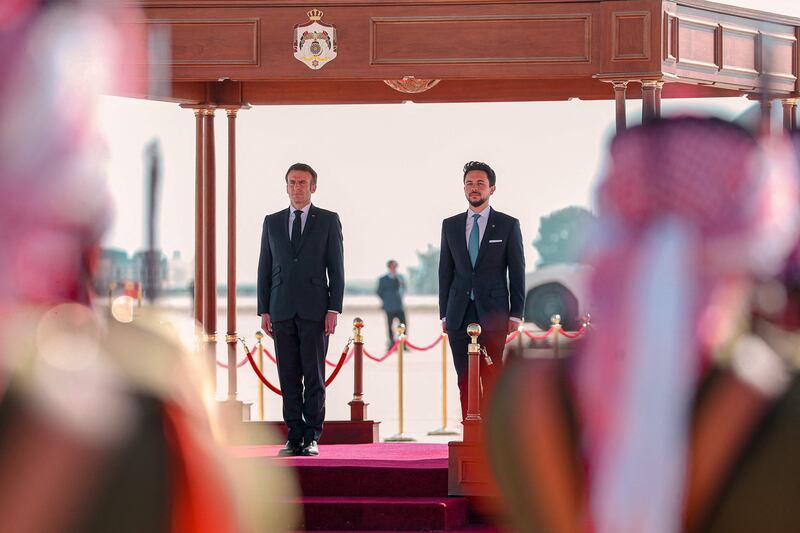 The Crown Prince with French President Emmanuel Macron. AFP