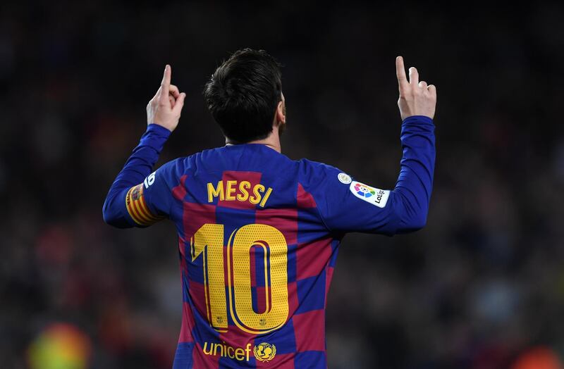 Messi looks to the heavens after scoring. Getty Images