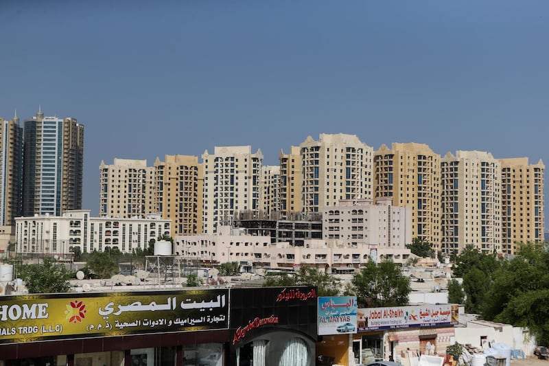 AJMAN, UAE. October 30, 2014 - Stock photograph of residential buildings in Ajman, October 30, 2014. (Photos by: Sarah Dea/The National, Story by: Standalone, Business)
