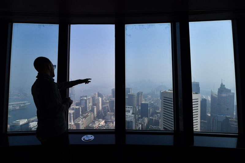 Thick smoke hangs in the sky in Sydney. EPA