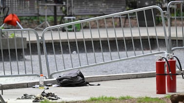 The scene at the park across from Manhattan Criminal Court in New York City after a man set himself on fire. AFP