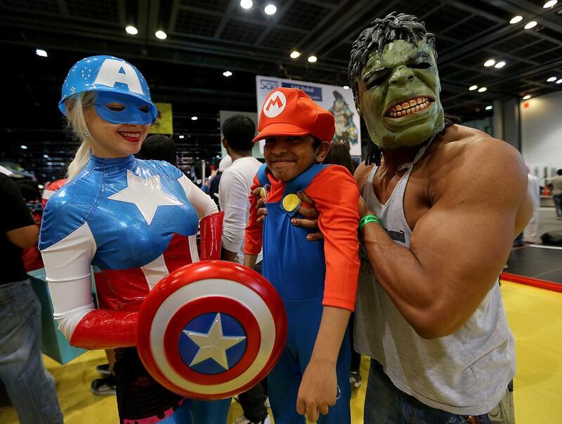 People dressed up as their favourite comic book characters at Dubai's Comic Con. Satish Kumar / The National 