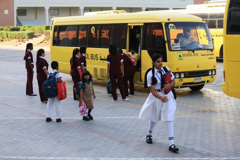 DUBAI, UAE. August 31, 2014 - Students return for the first day of school at New Delhi Private School in Dubai, August 31, 2014. (Photos by: Sarah Dea/The National, Story by: STANDALONE, NEWS)
