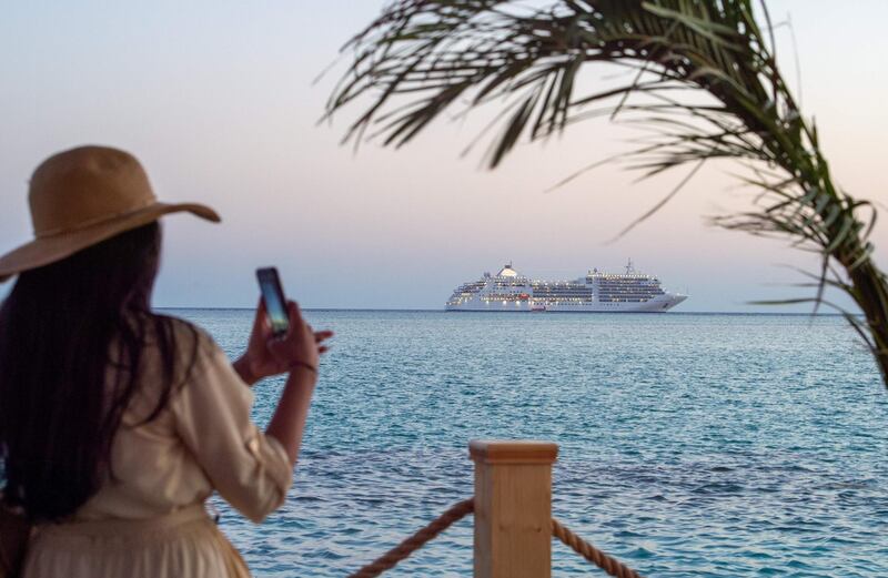 The Silver Spirit cruise ship passes along Saudi Arabia’s western coast. AFP