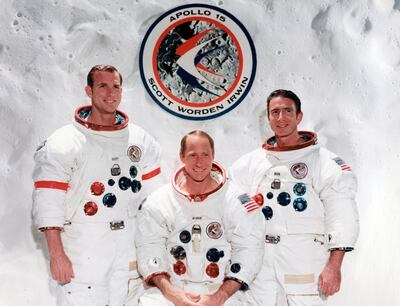 The crew of the Apollo 15 lunar mission at the Manned Spacecraft Centre, Houston, Texas, 1971. From left to right: David R. Scott (mission commander), Alfred M. Worden (Command Module pilot) and James B. Irwin (Lunar Module pilot). (Photo by The Print Collector/Print Collector/Getty Images)