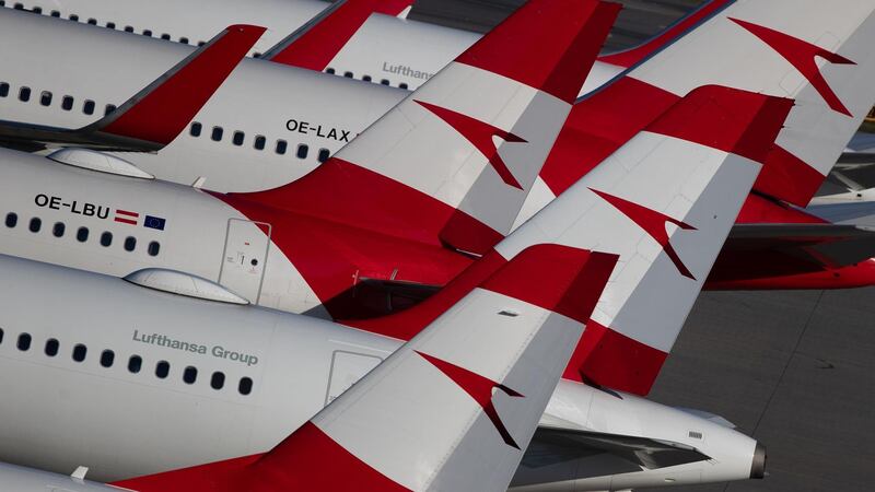 Planes of Lufthansa's Austrian unit Austrian Airlines park at Vienna International Airport in Schwechat, Austria March 16, 2020. REUTERS/Lisi Niesner