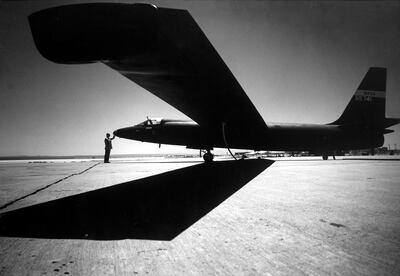 A U2 spy plane, like the one Francis Powers was piloting when shot down over Russia, at Edwards Air Force Base in California. Getty Images