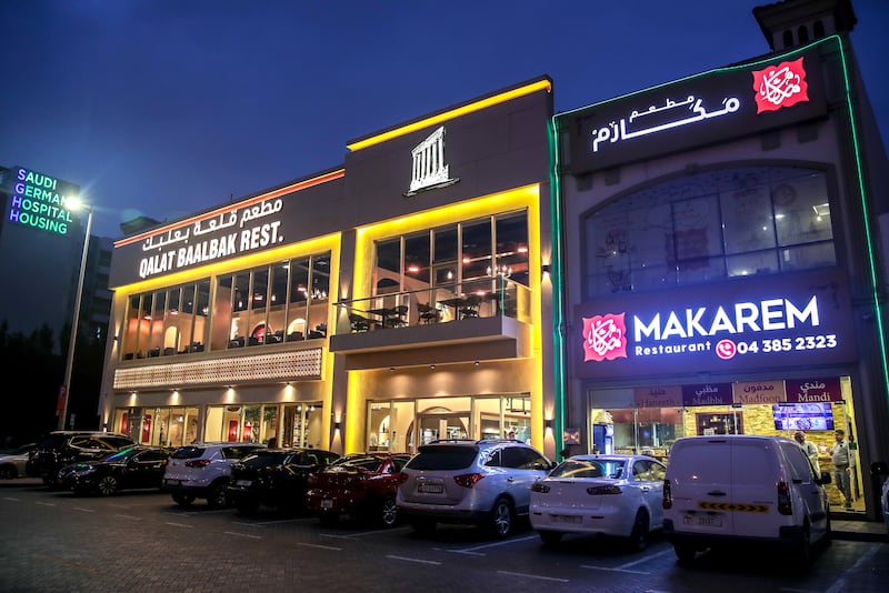 Hessa Street, an amalgam of popular restaurants, is reminiscent of Hamra Street in Beirut. Victor Besa / The National