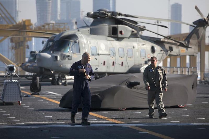 The Italian aircraft carrier Cavour is manned by about 1,200 marine personnel. Silvia Razgova / The National