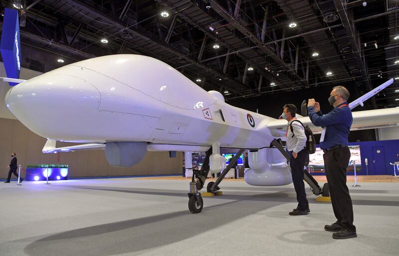 A MQ-9B Sea Guardian drone on display at the Umex exhibition in Abu Dhabi last year. AFP