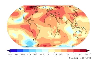 Mean near-surface temperature anomalies (difference from the 1991–2020 average) for 2023. Photo: WMO
