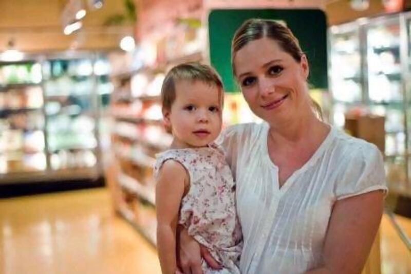Linda Forster and her daughter Aili, who is involved in a case study on gulten disorders, are at the Organic Foods & Cafe in the Dubai Mall. Charles Crowell / The National