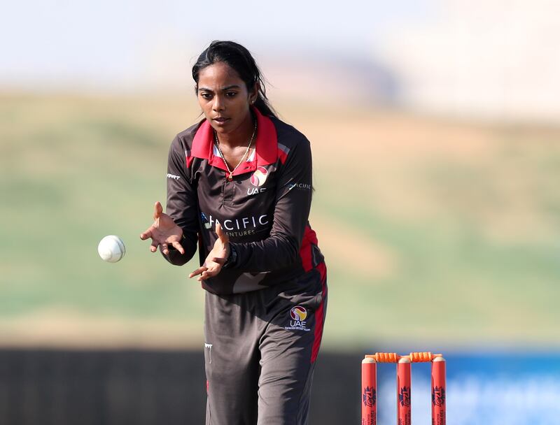 UAE's Indhuja Nandakumar in action against Scotland. 